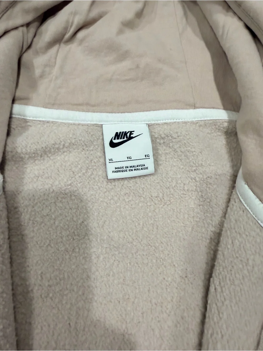 University of Oregon Nike Men’s Half-Zip Hoodie in Light Taupe with White Logos